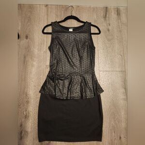 Vintage Deb Black‎ Peplum Made in USA Dress Size Small